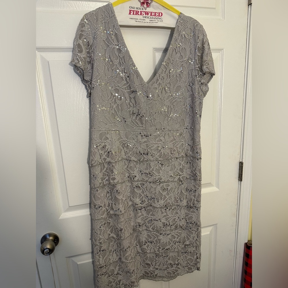 Silver lacey crop sleeve dress